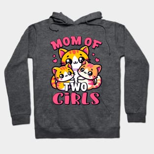 Mom of Two Cute Kawaii Kittens Family Pregnancy Announcement Hoodie